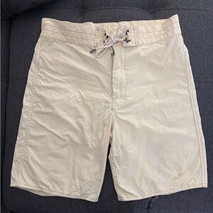 Double RL Men's Nylon Cream Shorts Waist 31 with Logo
